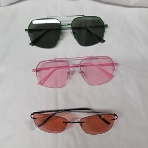 Stylish Green, Pink, and Orange Sunglasses Set